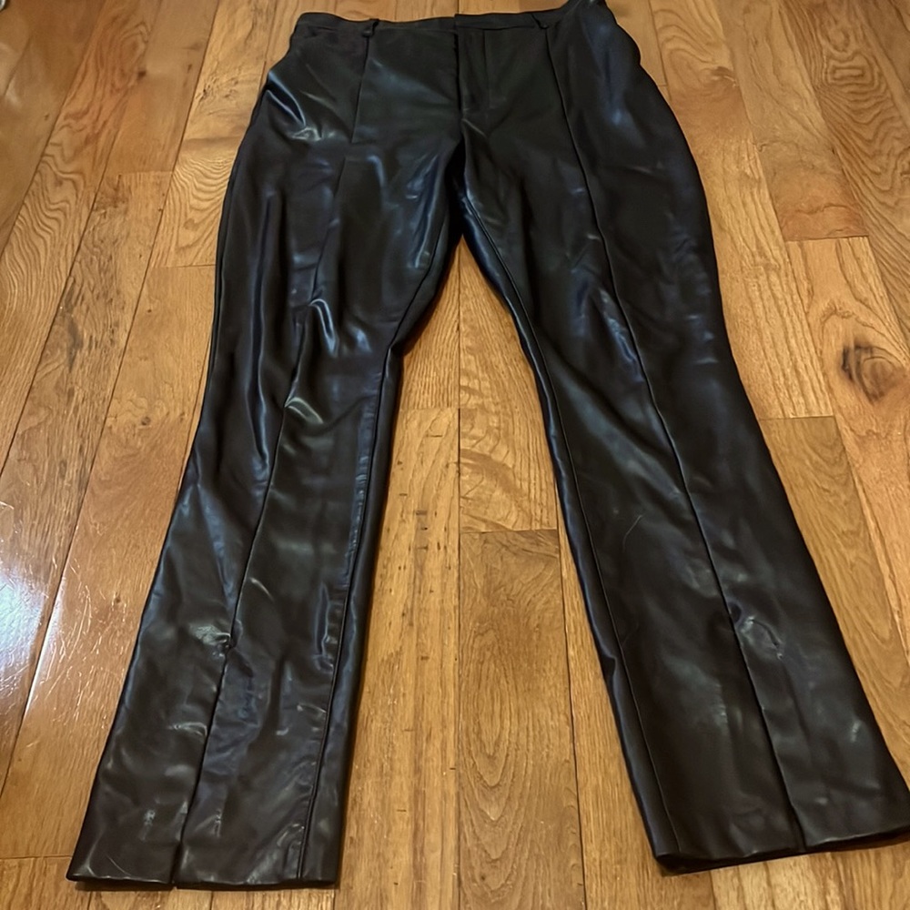 Vegan Leather Split-Hem Pants